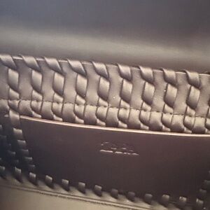 Zara Brown Woven Leather Clutch with Strap